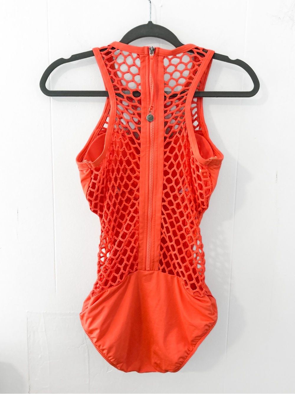 SEAFOLLY US 10 Nectarine Orange Mesh About High Neck One Piece Swimsuit - Picture 9 of 16